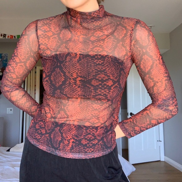 snakeskin sheer top